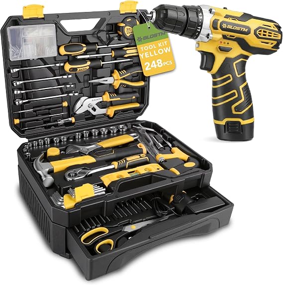 BLOSTM 248 Piece Tool Kit with Drill (Yellow)
