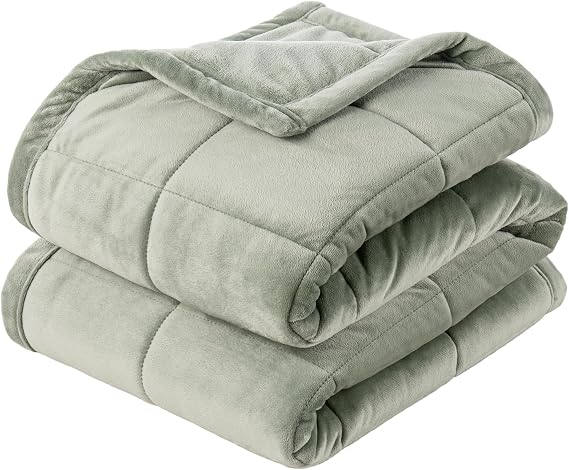 Berkshire Blanket Suedemink & Loftmink Quilted Blanket, Ultra-Soft Reversible Fleece Blanket, Lightweight & Warm, Ideal for Couch, Sofa & Bed, All-Season Comfort, Dark Sage, 60 in 90 in