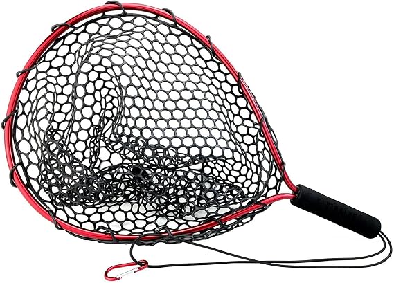 UFISH Trout Fishing Net for Freshwater and Saltwater Fishing, Fish Landing Net with Rubber Mesh for Fly Fishing, Kayak, Bass, Steelhead, Trout Fishing, Fish Net with Non-Slip Handle for Fishing