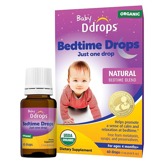 Ddrops Baby Bedtime Drops for Babies, Organic Liquid Drops for Calming Bedtime Routines, 60 Count