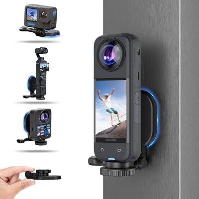 Strong Magnetic Mount Stand for Insta360 X5 X4 OSMO 360,Detachable Magnetic Camera Mount for Insta360 X5 X4 X3 GO Osmo 360 Pocket3 Action 5Pro Hero13 & More,Compact Magnet Steering Holder Bracket Base