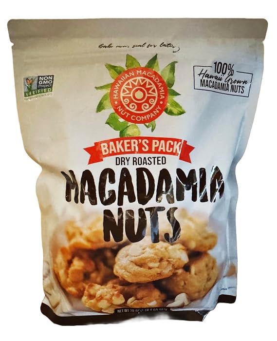 Dry Roasted Macadamia Nuts, 20oz No Salt, Bakers Pack, Hawaii-Grown, Non-GMO, Keto-Friendly