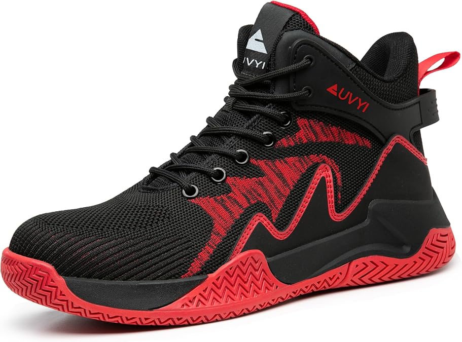 AUVYI Steel Toe Work Boots for Men Wide Toe Lightweight Flyknit Safety Shoes, Breathable High-Top Work Boots with Anti-Slip, Shock-Absorbing & Durable Construction Footwear