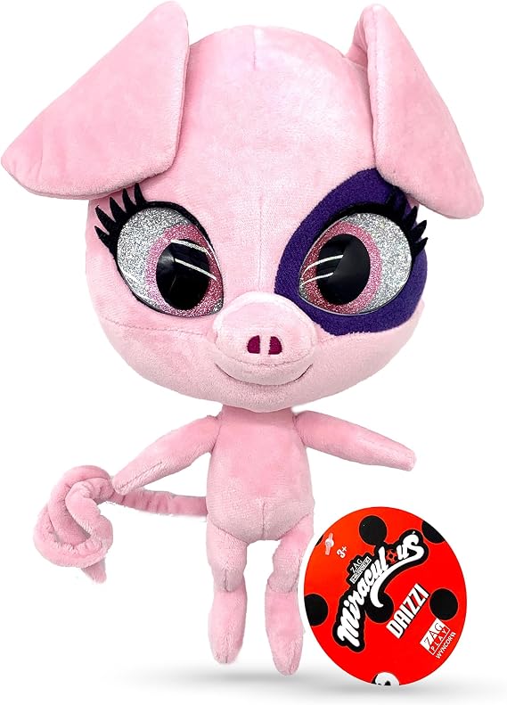 Miraculous Ladybug - Kwami Mon Ami Daizzi, 9-inch Pig Plush Toys for Kids, Super Soft Stuffed Toy with Resin Eyes, High Glitter and Gloss, Detailed Stitching Finishes (Wyncor)
