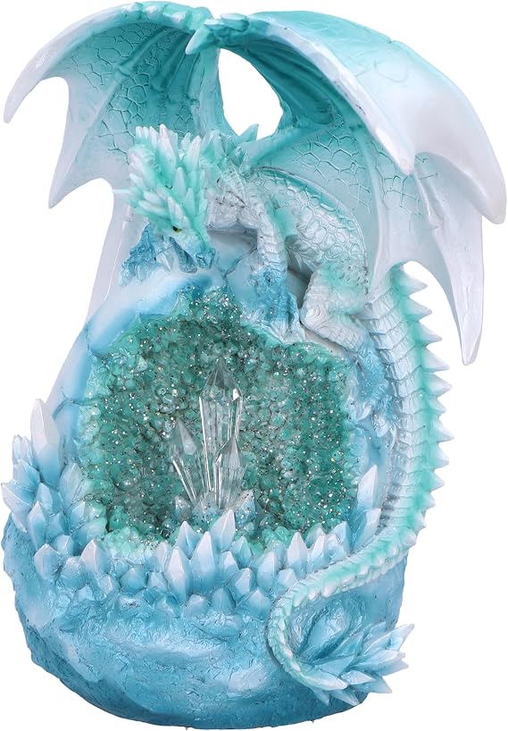Nemesis Now Northern Lights White Dragon & Crystal W/LED 20.5cm | Resin, Cast in the Finest Resin, Expertly Hand-Painted
