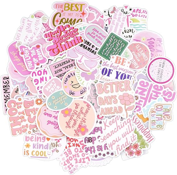 100 PCS Pink Motivational Stickers, Vinyl Positivity Scrapbook Stickers