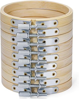 XEmbro 9 Pieces Embroidery Hoops, 3 Inch Small Embroidery Hoop, Bamboo Circle Cross Stitch Hoop for Art Craft Handy Sewing, Home Decorations