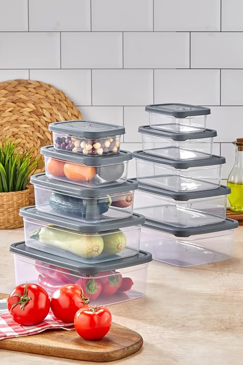 Glowart 5 Leak Proof Airtight Refrigerator Organizer & Storage Container Rectangular Transparent Storage Container Set Refrigerator Organizer
