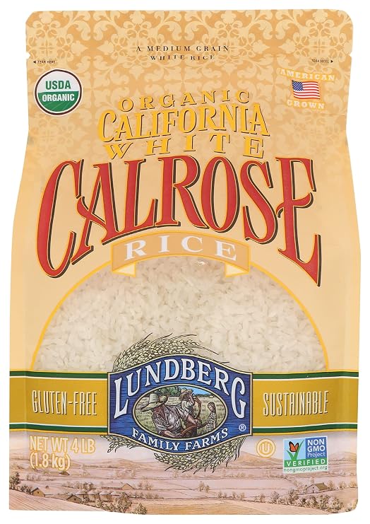 Lundberg Family Farms Organic Rice, White Calrose, 4 Pound