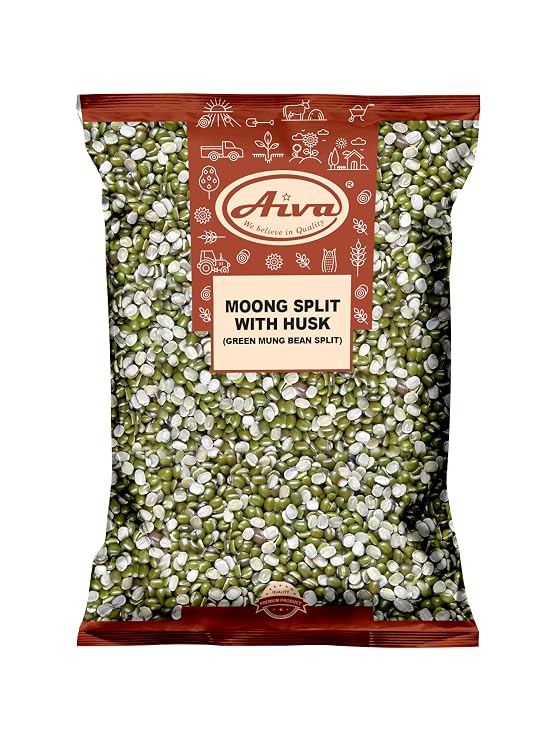 AIVA - Moong Split with Husk (Split Mung Beans with Skin) | Lentils Indian Green Gram Split- 4 LB