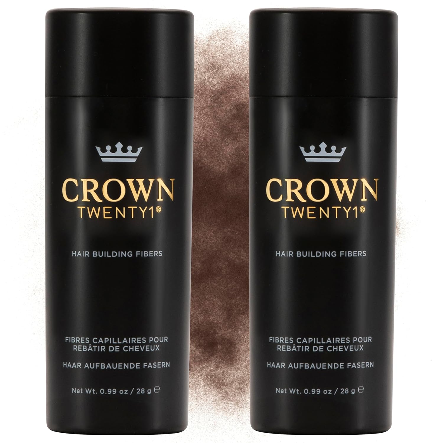 CROWN Hair Building Fibers Multipack 2 x 28g - Instantly Cover Fine & Thinning Hair for a Thicker, Fuller Look - A Natural Keratin Concealer - 13 Shades for Men & Women - Light Brown