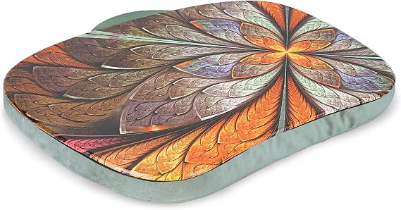 Portable Lap Desk with Pillow Cushion Fits up to 15.6" Laptop for Home Office Student Computer Laptop Stand Use as Book Tablet 1 Orange Flower
