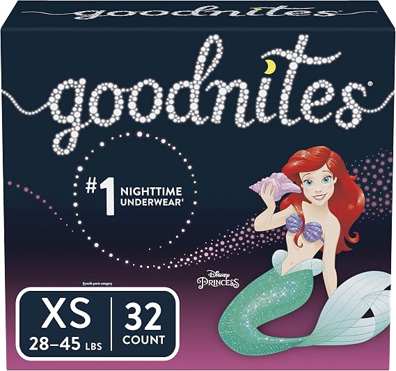 GoodNites Bedtime Bedwetting Underwear for Girls, XS, 32 Ct. (Packaging May Vary)