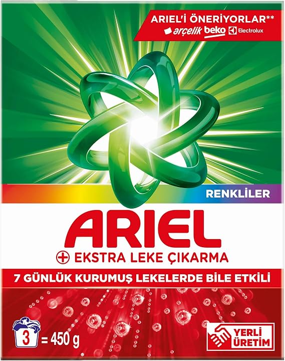 Ariel Ekstra Leke Çıkarma Renkliler Toz Çamaşır Deterjanı 450 Gr 3 Yıkama