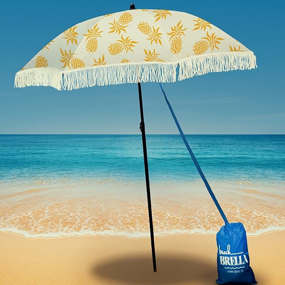 Best Beach Umbrella with Sand Anchor. Windproof Pointed Bottom. Lightweight and Portable with Denim Beach Umbrella Bag. 100% UV Protection. Broadway