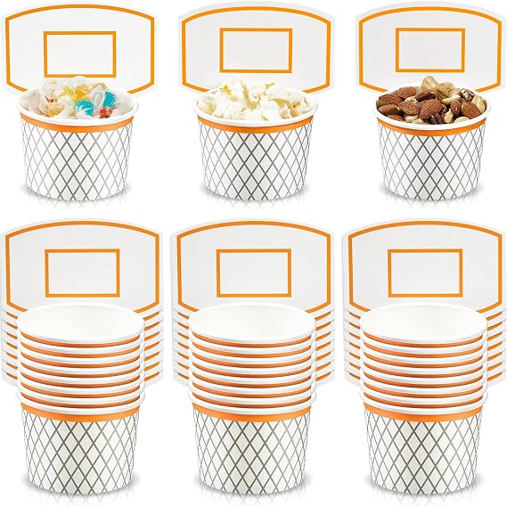 Suclain 24 Pcs Basketball Hoop Snack Cups Basketball Party Decorations
