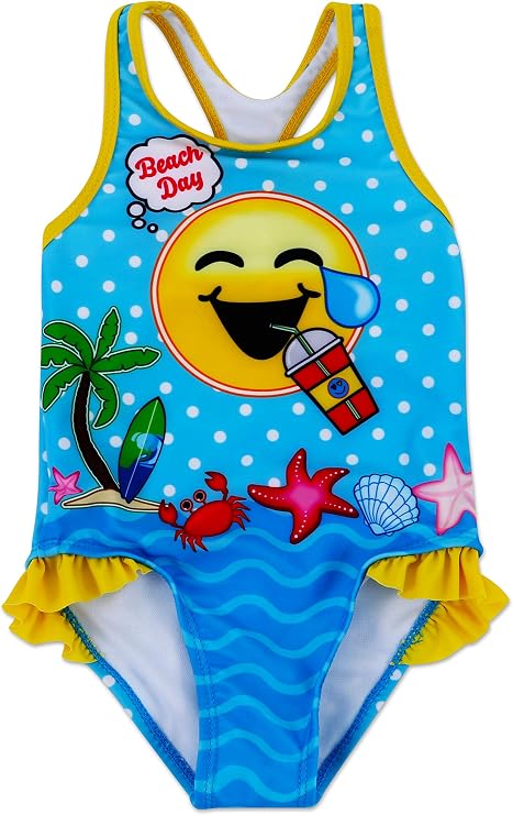 Dreamwave Toddler Girl Authentic Character One Piece Swimsuit UPF 50 (3T, Emojination)