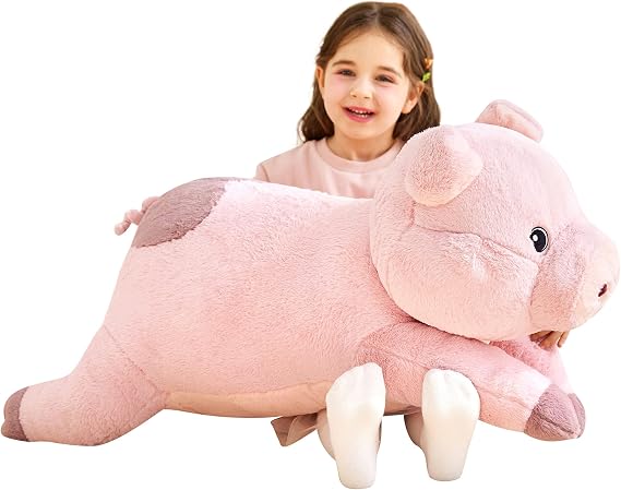 IKASA 30" Giant Pig Stuffed Animal, Super Soft, Zipper-Free Plush
