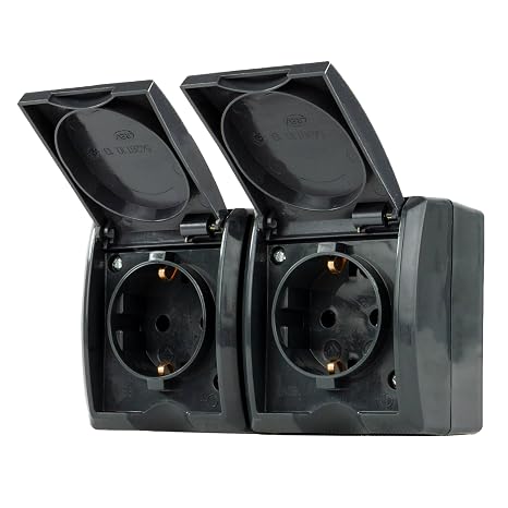 REV AquaForm Doppelsteckdose-Feuchtraumsteckdose IP44 Aufputz anthrazit