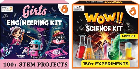 ButterflyEdufields 100+ STEM Projects Girls Mini Engineering Kit for Ages 8 10 12 15 Years & 150+ Science Kits for Kids Ages 6 8 10 12 Birthday Gift Ideas for Boys and Girls Ages
