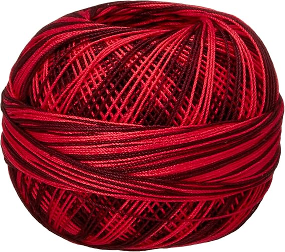 Handy Hands Lizbeth Egyptian Cotton Crochet Thread, Tatting Thread, and Knitting Thread Lace Size 20 (25 Grams 210 Yards) HH20147, Red Burst