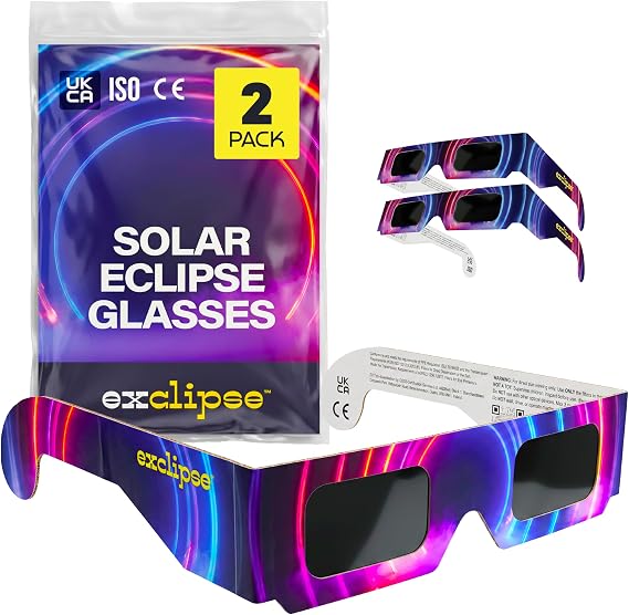 exclipse Solar Eclipse Glasses – ISO 12312-2 & CE & UKCA Certified Safe Sun Viewing Glasses, Direct Solar Observation, AAS 2026, Bulk Pack