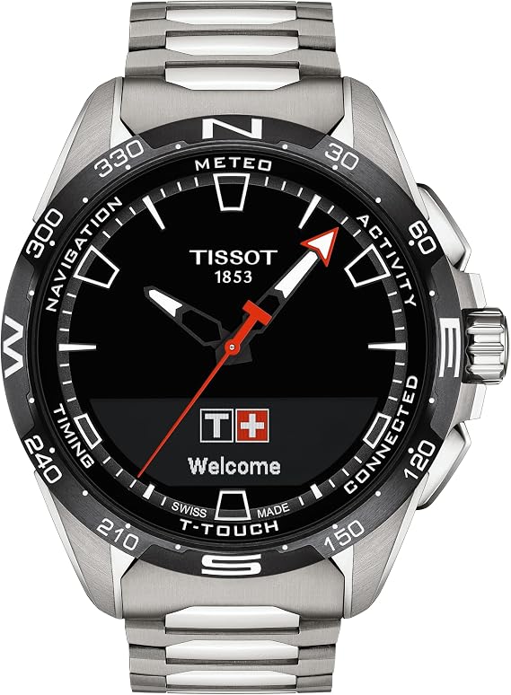 TISSOT T1214204405100 T-Touch Connected Solar Wristwatch, 1.9 inches 47.5 mm, Black Dial