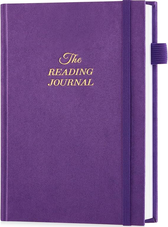 JUBTIC Reading Journal & Book Journal,75 Books Review with Prompts,A5 | Book journal with inner pocket for Track your progress, Bookshelf Challenge, Gift Notebook for Bookworms,Purple