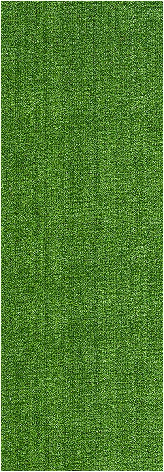 Ottomanson Artificial Grass Outdoor Runner Rug 2'7" x 10' Waterproof Astro Turf with Drainage Holes Patio & Lawn Decoration, Easy-Clean Dog Grass Mat