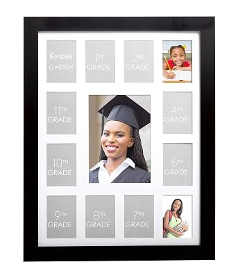 Kate & Milo School Days Frame, Holds 13 Photos k-12, Kindergarten to High School Picture Frame, Graduation Party Decorations, Multi Photo Frames Collage, Large