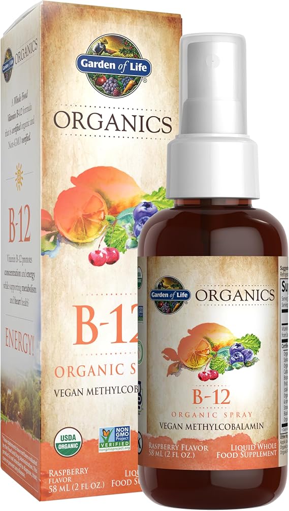 Garden of Life Organics B-12 Spray, Raspberry, 2 Fl Oz Bottle, 140 Servings