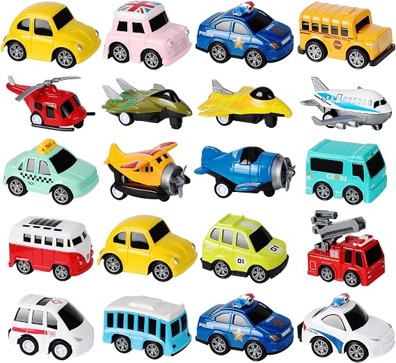 18 Pack Assorted Die-cast Pull Back Cars and Airplanes Toy Set for Kids