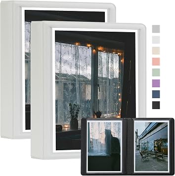 2 Pack Small Photo Album 4x6 Photo 36 Pockets Plastic Customizable Cover, Mini Portable Photo Book 4x6 Pictures for Wedding Family and Travel (Grey)