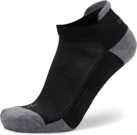 Balega Unisex Adult Hidden Contour Upcycled Impact Resistance/Cushioning Performance No Show Athletic Running Socks (1 Pair), Black, Small
