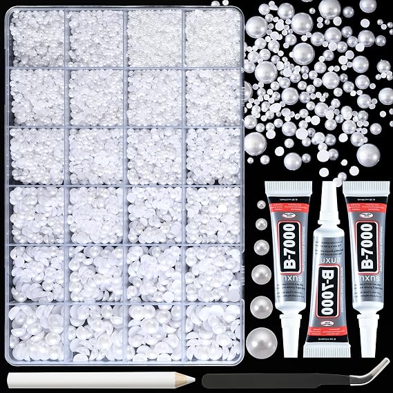 17000 Pcs Flat Back Pearls for Crafting with B7000 Glue