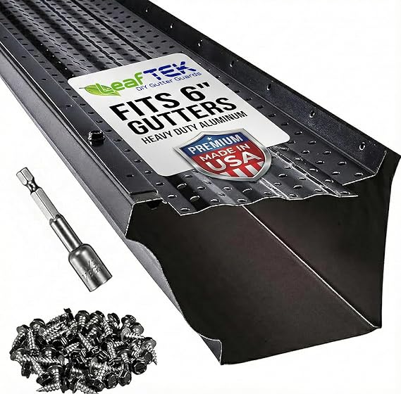 LeafTEK Heavy-Duty Aluminum Gutter Guard System, Fits 6 in, 32 ft, Black