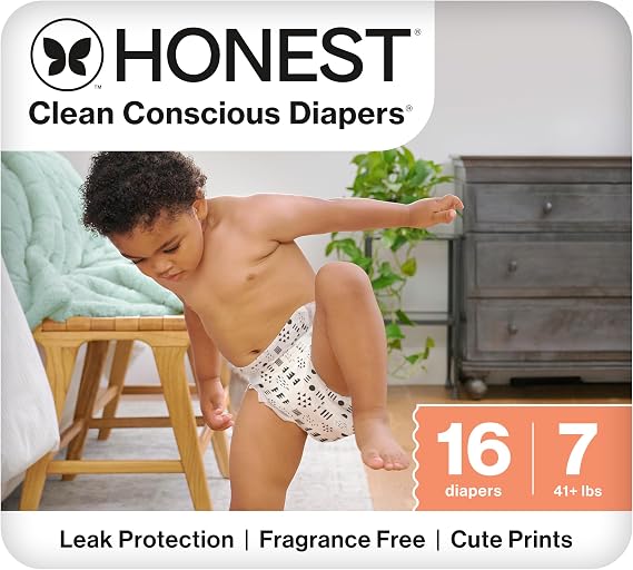 The Honest Company Daytime Diapers, Pattern Play, Size 7, 16 Count