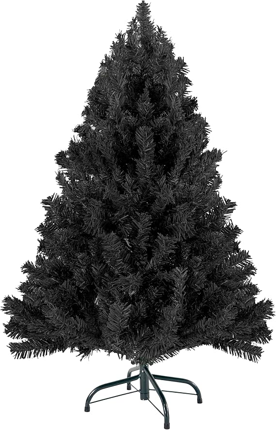 4ft Black Christmas Tree - Premium Hinged Artificial Small Christmas Tree, Canadian Fir Full Bodied 4 Feet Tree with 320 Tips, Lightweight and Easy to Assemble Holiday Decor Tree with Metal Stand