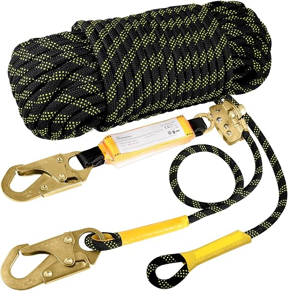TRSMIMA Rope Harness Safety Lanyard:150ft Roofing Rope Fall Protection