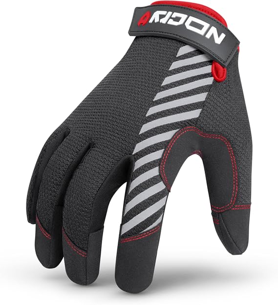 NoCry Utility Gloves for Men with Reinforced Fingers and Thumb Crotch; Double Stitched Palm and Touchscreen Tips; Breathable and Highly Flexible; Ideal for Mechanics, Construction and Yard Work