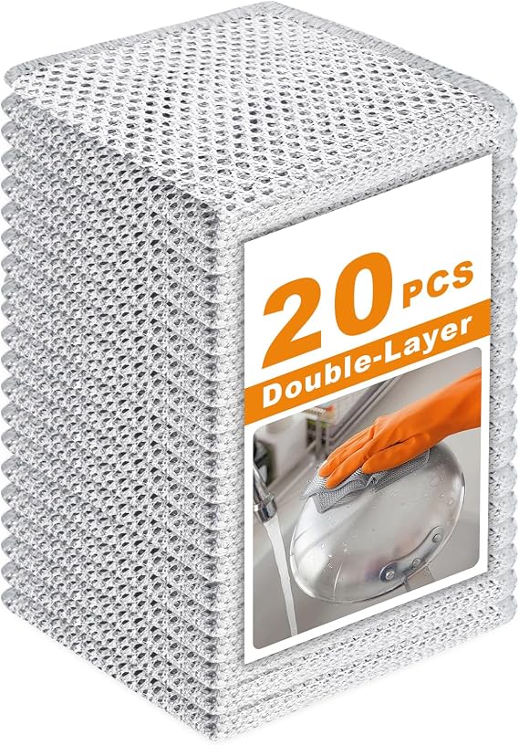 20 Pcs New Upgrade 3-Layer Metal Dish Cloth, 7.87x7.87 Inch Cleaning Cloth
