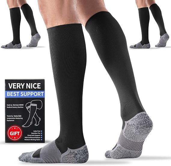 Medical Compression Socks 20-30 mmHg for Men Women (3 Pairs) - Best Support for Daily Wear, Flying, Sport, Circulation