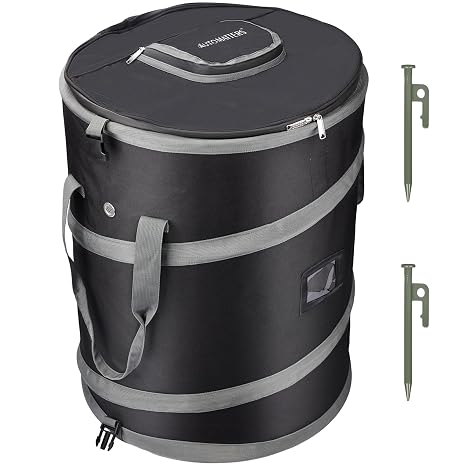 Pop-Up Trash Bin with Removable Divider, Heavy Duty Bottom, Collapsible Storage for Camping, Laundry, Storage and Garden, Waterproof and Tear Resistance Material with Air Vent
