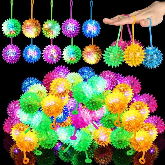Sotiff 400 Pcs LED Bouncy Balls Light up Spiky Party Favors Bulk Prizes