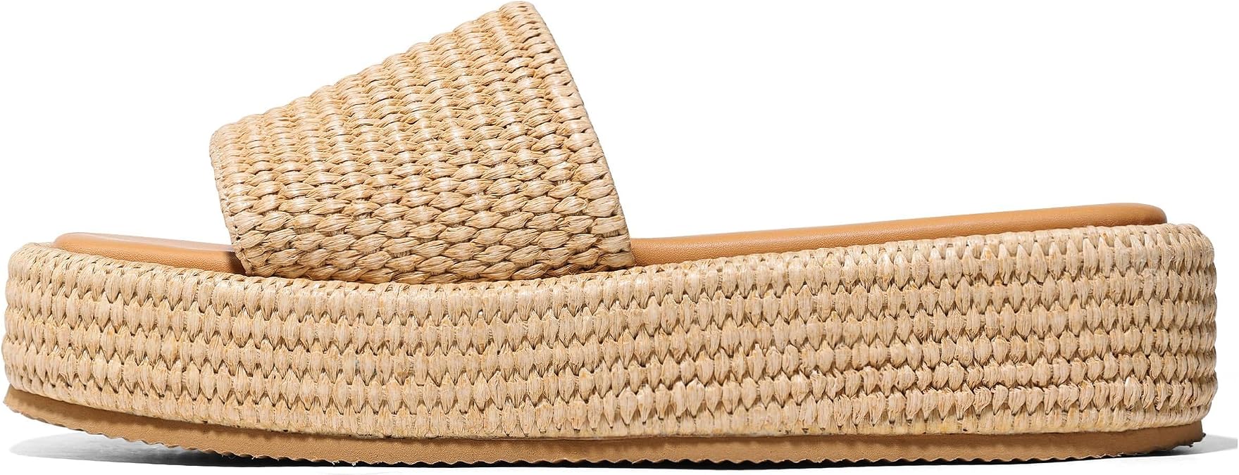 Erocalli Platform Sandals Women Wedge Sandals for Women Espadrilles Brown Summer Beach Raffia Sandals Comfortable Open Toe Dressy Sandal Size 8