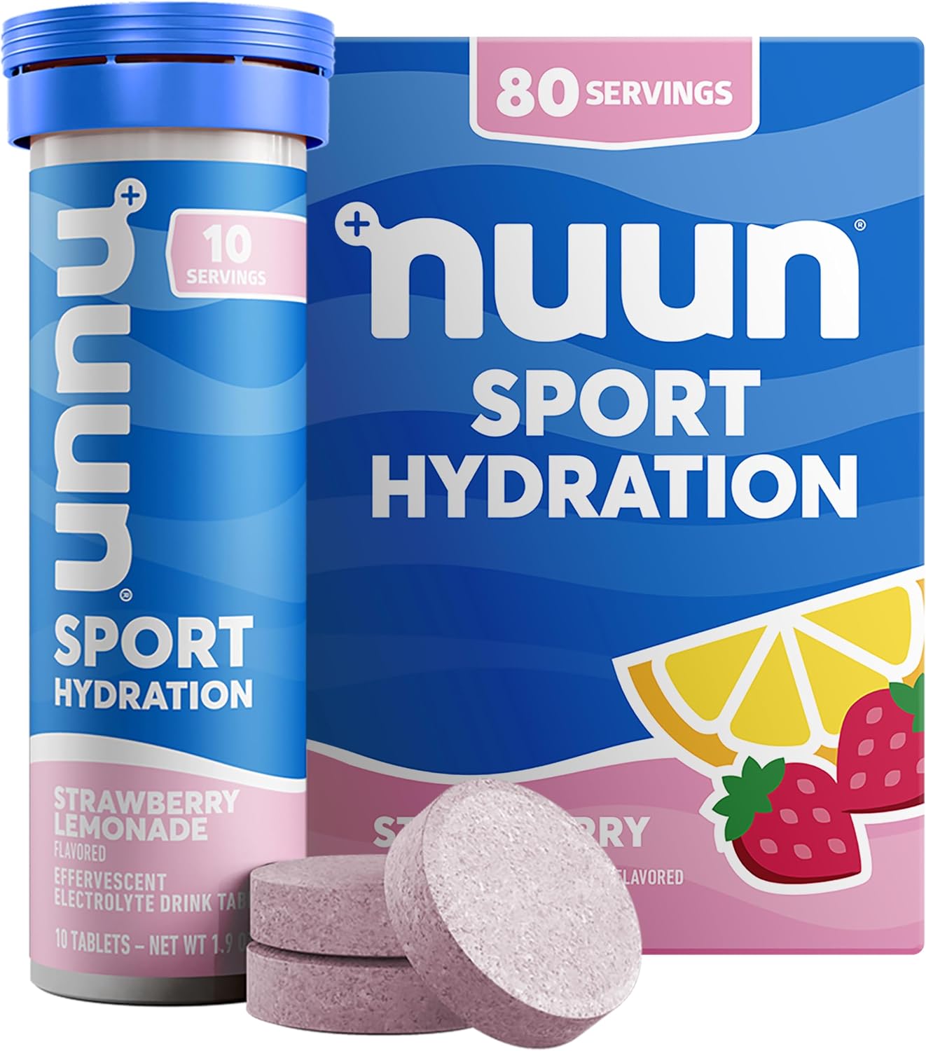 Nuun Active Hydration, Electrolyte Enhanced Drink Tablets, Strawberry Lemonade 8 Tubes12 Tabs Per Tube by Nuun Active Hydration
