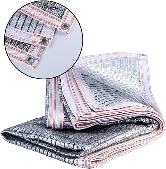 STRMAX Net Shade Mesh,Aluminum Shading Netting, 85% Resistant Grape Grommet Shade Fabric For Garden Patio Roof Flower Plant Reflection Insulation And Lime Cooling