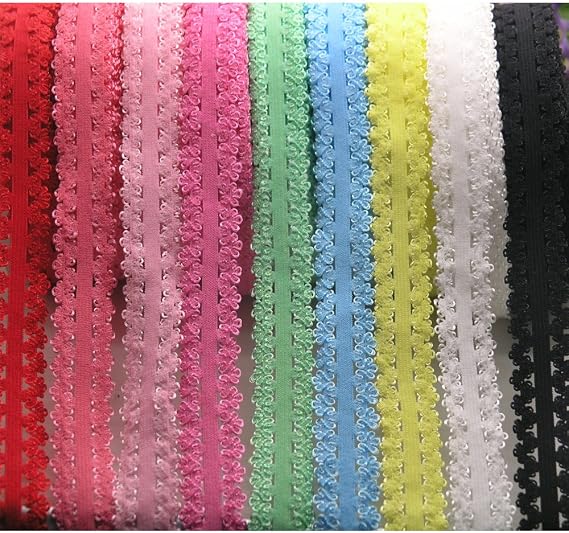 Mixed Color -16 Yards 3/4'' Picot Edge Stretch Lace, Frilly edges elastic webbing,Lace for Headbands by Pamir Tong