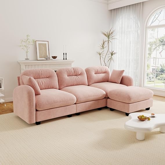 Cloud Couches for Living Room, Modular Sectional Sofa, 107" L-Shape Beige