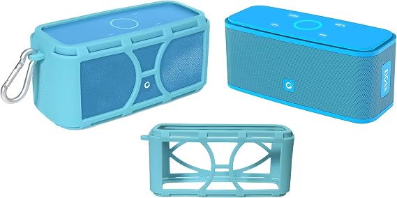 Silicone Cover Skin for DOSS SoundBox Touch Wireless Bluetooth and SoundBox Bluetooth Speaker by Alltravel, Full 6 Directions Protection, Customized with Color/Shape Matching(Blue)